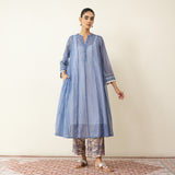 Suvarna Chanderi Kurta Set - Ink Blue