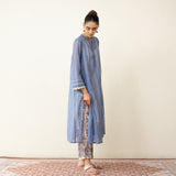 Suvarna Chanderi Kurta Set - Ink Blue