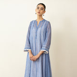 Suvarna Chanderi Kurta Set - Ink Blue