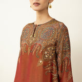 Mehbooba Festive Tissue Kurta Set - Rust