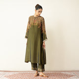Mehbooba Festive Tissue Kurta Set - Henna