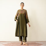 Mehbooba Festive Tissue Kurta Set - Henna