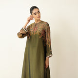 Mehbooba Festive Tissue Kurta Set - Henna