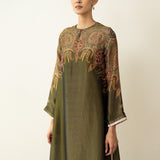 Mehbooba Festive Tissue Kurta Set - Henna