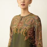 Mehbooba Festive Tissue Kurta Set - Henna