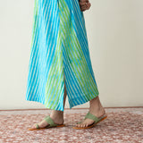 Viva Embroidered Midi Cotton Slub Dress - Ocean Blue & Parrot Green