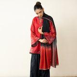 Laila Hand Embroidered Chanderi Farshi Set - Classic Black & Red