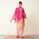 Laila Hand Embroidered Chanderi Farshi Set - Pink