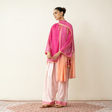 Laila Hand Embroidered Chanderi Farshi Set - Pink