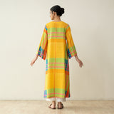 Ambi Patchwork Cotton Slub Kurta - Yellow & Red