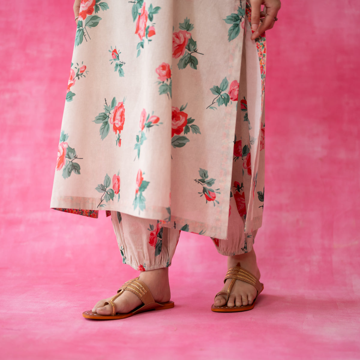 Reena Mulmul Cotton Kurta Set - Beige