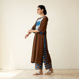 Rekha Slub Cotton Statement Kurta Set - Mud Brown