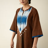 Rekha Slub Cotton Statement Kurta Set - Mud Brown