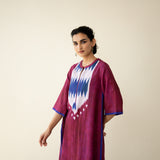 Rekha Slub Cotton Statement Kurta Set - Very Berry
