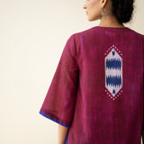 Rekha Slub Cotton Statement Kurta Set - Very Berry