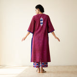 Rekha Slub Cotton Statement Kurta Set - Very Berry