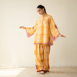 Chameli Mulmul Cotton Farshi Set - Turmeric