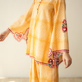 Chameli Mulmul Cotton Farshi Set - Turmeric