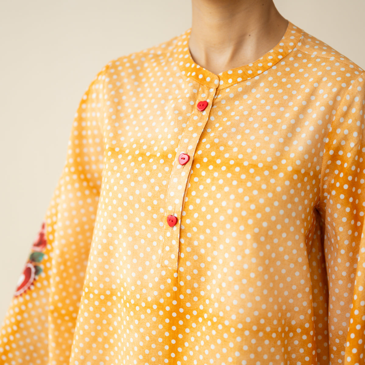 Chameli Mulmul Cotton Farshi Set - Turmeric