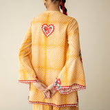 Chameli Mulmul Cotton Farshi Set - Turmeric