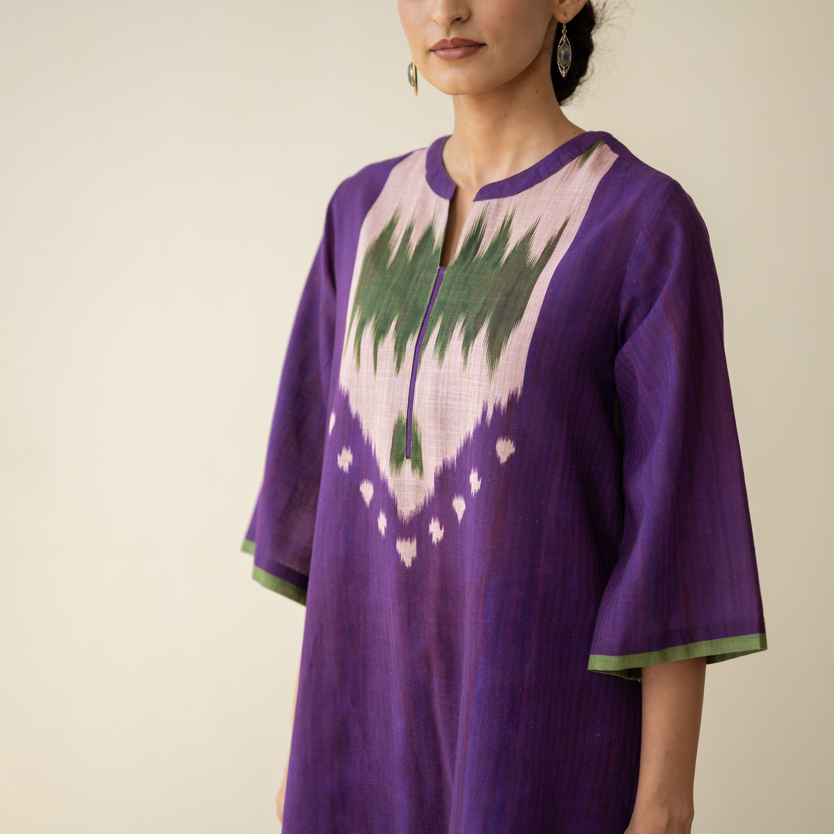 Rekha Slub Cotton Statement Kurta Set - Violet