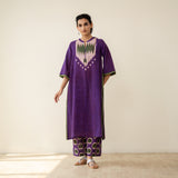 Rekha Slub Cotton Statement Kurta Set - Violet