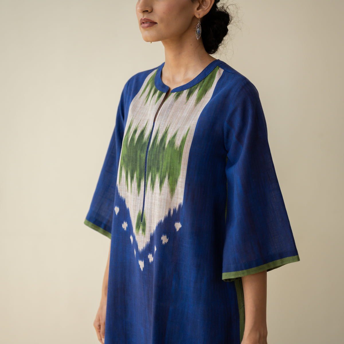 Rekha Slub Cotton Statement Kurta Set - Royal Blue