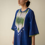 Rekha Slub Cotton Statement Kurta Set - Royal Blue