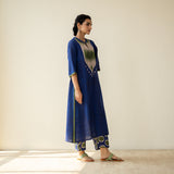 Rekha Slub Cotton Statement Kurta Set - Royal Blue