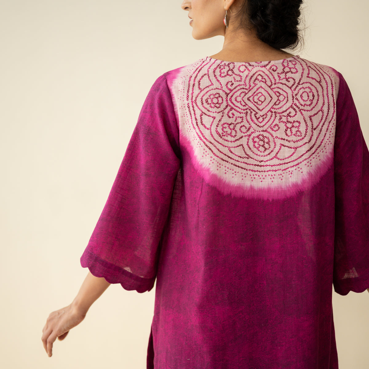 Vamika Hand Embroidered Slub Cotton Kurta Set - Berry Drama