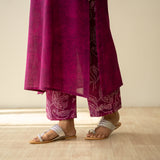 Vamika Hand Embroidered Slub Cotton Kurta Set - Berry Drama