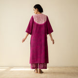Vamika Hand Embroidered Slub Cotton Kurta Set - Berry Drama