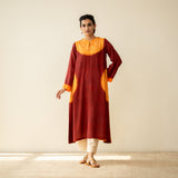 Pitaara Hand Embroidered Modal Kurta - True Red