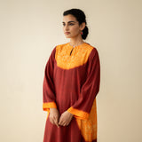 Pitaara Hand Embroidered Modal Kurta - True Red
