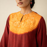 Pitaara Hand Embroidered Modal Kurta - True Red
