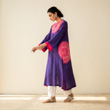 Pitaara Hand Embroidered Modal Kurta - Violet