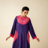 Pitaara Hand Embroidered Modal Kurta - Violet