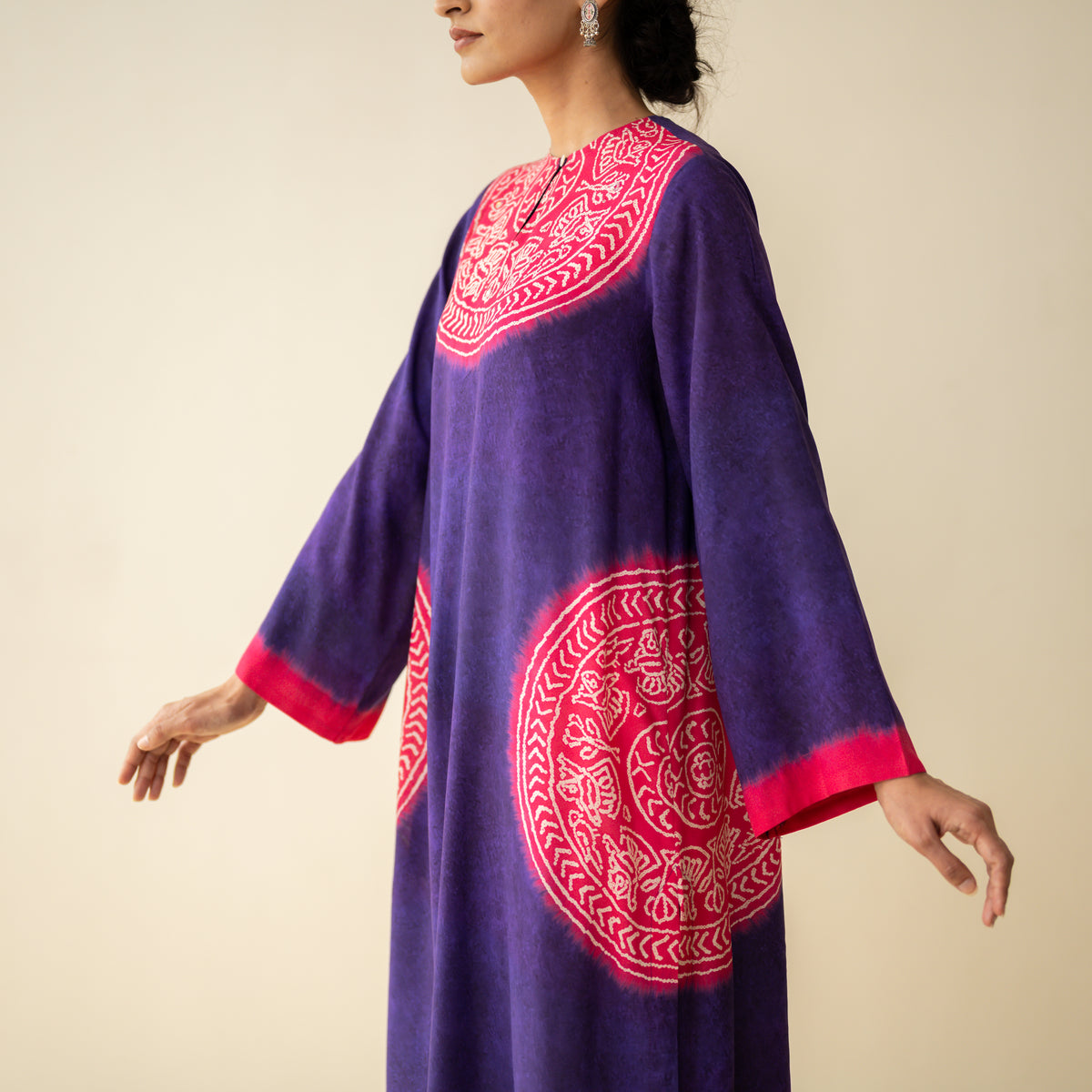 Pitaara Hand Embroidered Modal Kurta - Violet