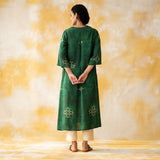 Noora Hand Embroidered Modal Kurta - Forest Green