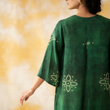 Noora Hand Embroidered Modal Kurta - Forest Green