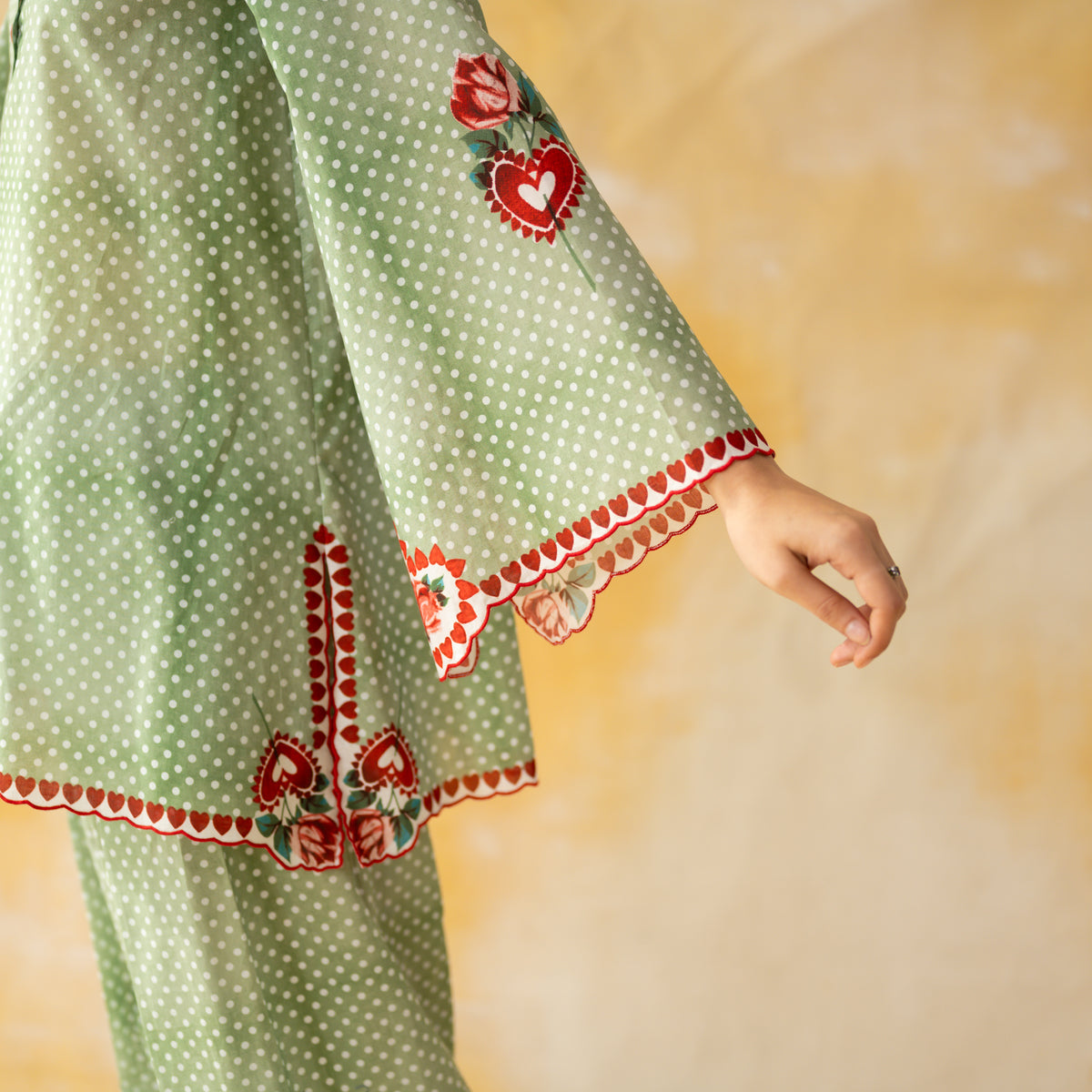 Chameli Mulmul Cotton Farshi Set - Pista