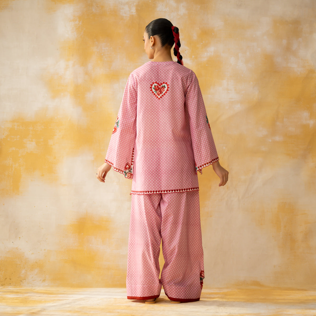 Chameli Mulmul Cotton Farshi Set - Pastel Pink