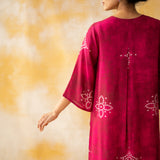 Noora Hand Embroidered Modal Kurta - Magenta