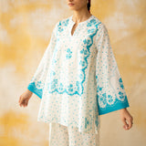 Senorita Hand Embroidered Mulmul Cotton Farshi Set - Phirozi