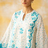 Senorita Hand Embroidered Mulmul Cotton Farshi Set - Phirozi