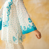 Senorita Hand Embroidered Mulmul Cotton Farshi Set - Phirozi