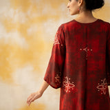 Noora Hand Embroidered Modal Kurta - Red