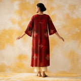 Noora Hand Embroidered Modal Kurta - Red