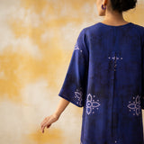 Noora Hand Embroidered Modal Kurta - Ink Blue