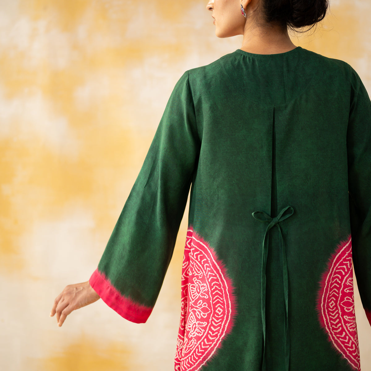 Pitaara Hand Embroidered Modal Kurta - Forest Green